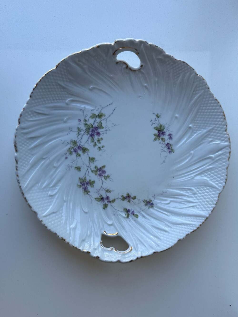 Haviland Limoges Orsay Pattern Handled Serving Plate with Floral Motif